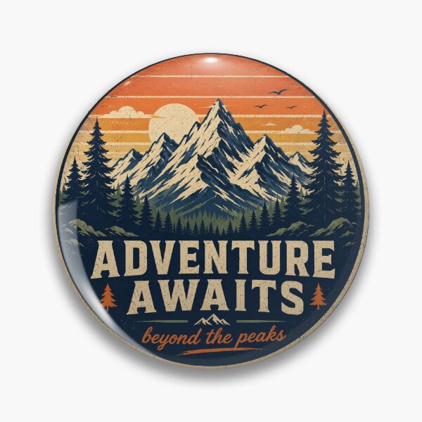 Item preview, Adventure Awaits Beyond the Peaks Vintage Badge designed and sold by InkWanderStudio.