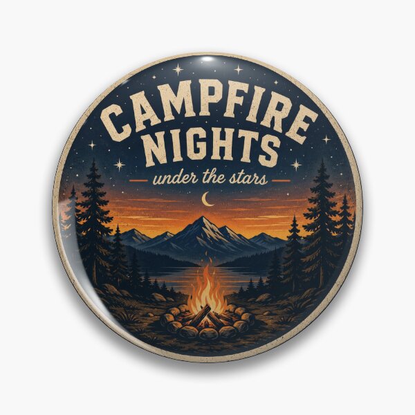 Item preview, Campfire Nights Under the Stars Retro Camping Design designed and sold by InkWanderStudio.