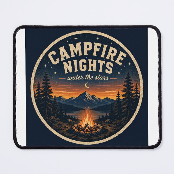 Item preview, Campfire Nights Under the Stars Retro Camping Design designed and sold by InkWanderStudio.