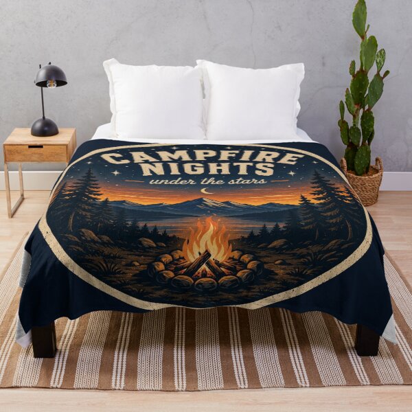 Item preview, Campfire Nights Under the Stars Retro Camping Design designed and sold by InkWanderStudio.