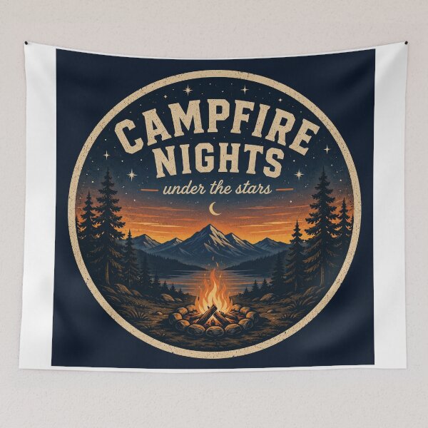 Item preview, Campfire Nights Under the Stars Retro Camping Design designed and sold by InkWanderStudio.