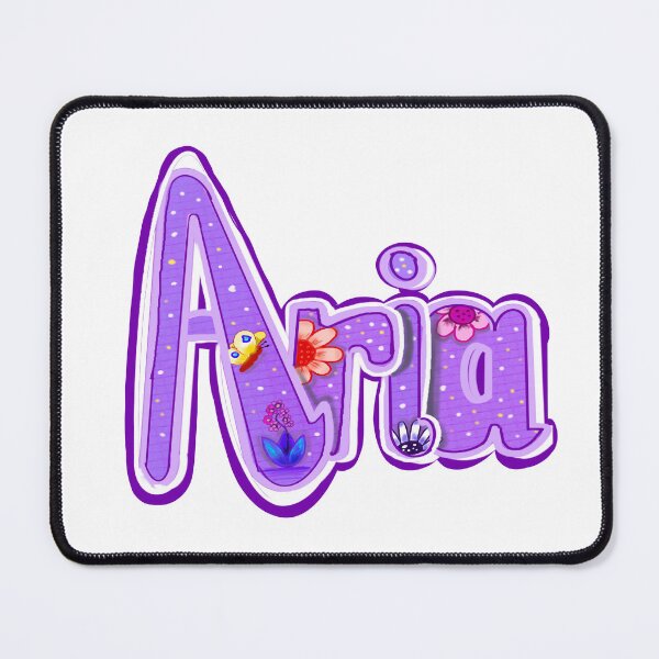 Item preview, Aria personalized floral butterfly themed popular girls name woman women’s first name in purple calligraphy designed and sold by Artonmytee.