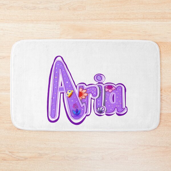 Item preview, Aria personalized floral butterfly themed popular girls name woman women’s first name in purple calligraphy designed and sold by Artonmytee.