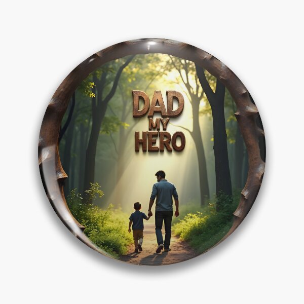 Item preview, Dad My Hero 3D Father Son Forest Art – Father's Day Gift, Dad Birthday, Nature Wood Slice Design designed and sold by SideKickCreates.