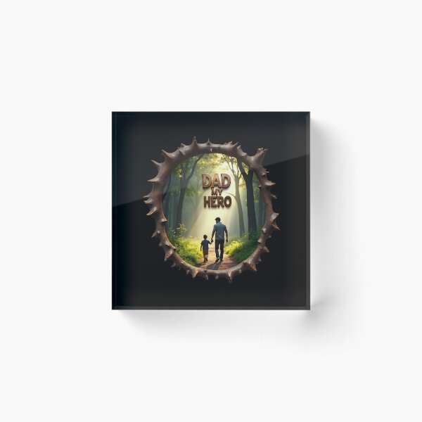 Item preview, Dad My Hero 3D Father Son Forest Art – Father's Day Gift, Dad Birthday, Nature Wood Slice Design designed and sold by SideKickCreates.