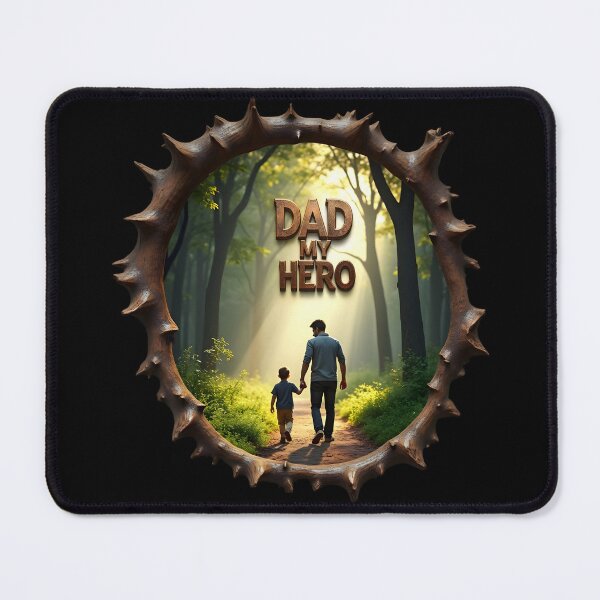 Item preview, Dad My Hero 3D Father Son Forest Art – Father's Day Gift, Dad Birthday, Nature Wood Slice Design designed and sold by SideKickCreates.