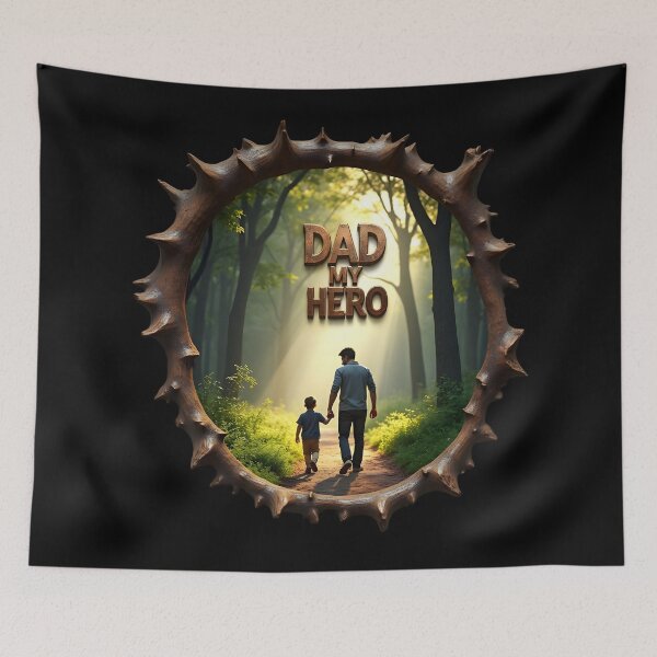 Item preview, Dad My Hero 3D Father Son Forest Art – Father's Day Gift, Dad Birthday, Nature Wood Slice Design designed and sold by SideKickCreates.