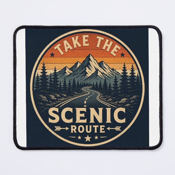 Item preview, Take the Scenic Route Vintage Road Trip Badge designed and sold by InkWanderStudio.