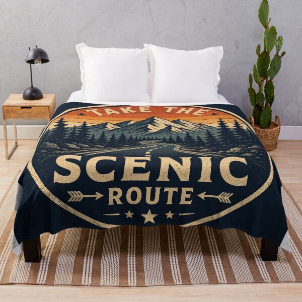 Item preview, Take the Scenic Route Vintage Road Trip Badge designed and sold by InkWanderStudio.