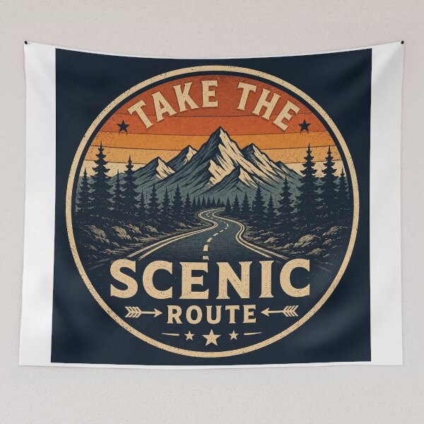 Item preview, Take the Scenic Route Vintage Road Trip Badge designed and sold by InkWanderStudio.