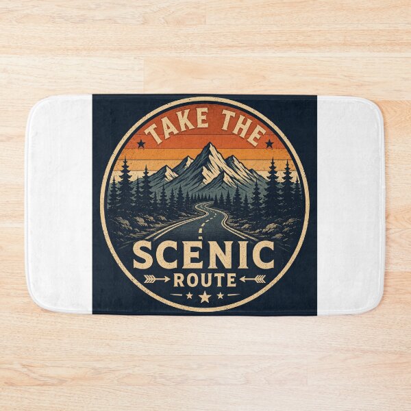 Item preview, Take the Scenic Route Vintage Road Trip Badge designed and sold by InkWanderStudio.