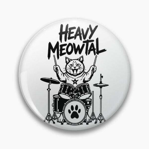 Item preview, heavy meowtal funny rock metal drummer cat designed and sold by Krmdesign.