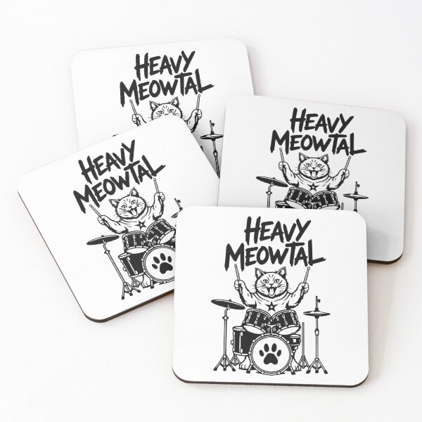 Item preview, heavy meowtal funny rock metal drummer cat designed and sold by artCreativeColony.