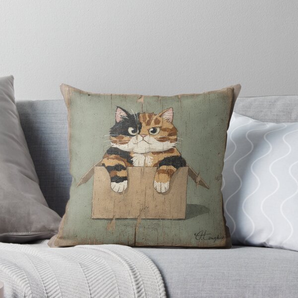Item preview, Tortie Cat Stuffed in a Too-Small Box designed and sold by PictorialWhimsy.