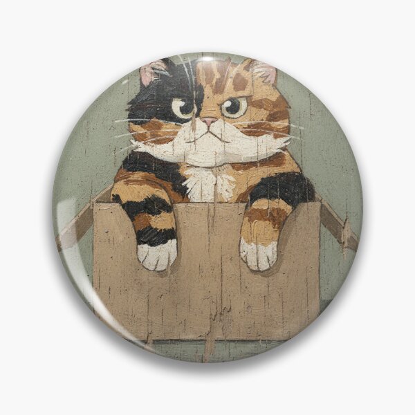 Item preview, Tortie Cat Stuffed in a Too-Small Box designed and sold by PictorialWhimsy.