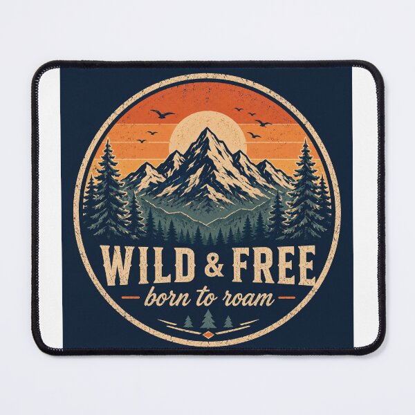 Item preview, Wild and Free Vintage Mountain Adventure Design designed and sold by InkWanderStudio.