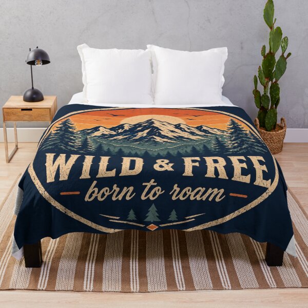 Item preview, Wild and Free Vintage Mountain Adventure Design designed and sold by InkWanderStudio.