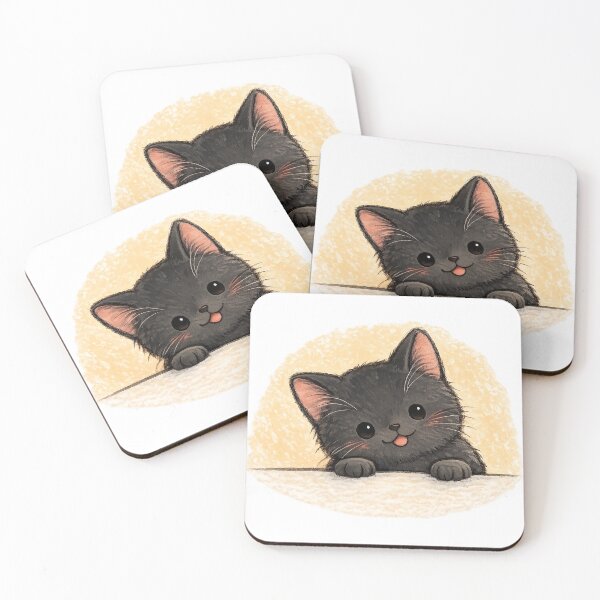 Item preview, Cute Black Kitten Peeking Over Edge designed and sold by Ninejoe.