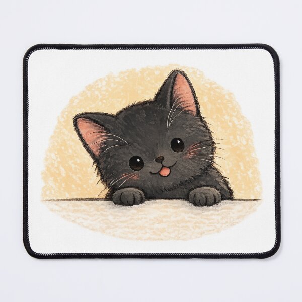 Item preview, Cute Black Kitten Peeking Over Edge designed and sold by Ninejoe.