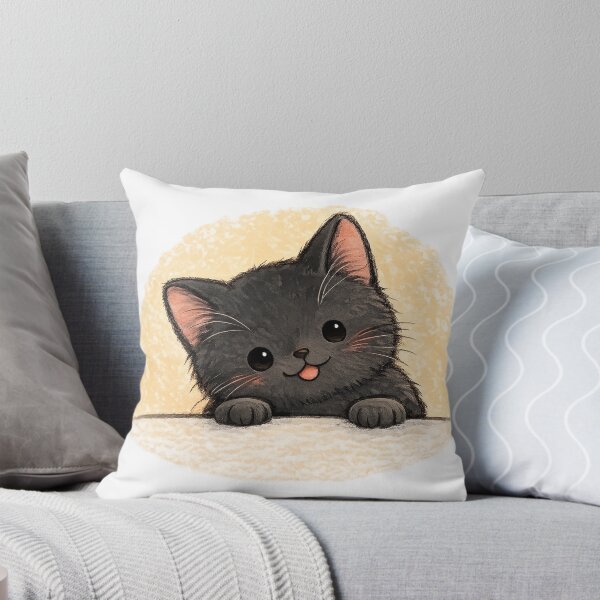 Item preview, Cute Black Kitten Peeking Over Edge designed and sold by Ninejoe.
