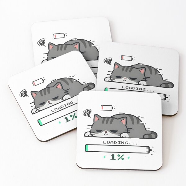 Item preview, Cat Loading 1% — Lazy Cat Progress Bar Sticker designed and sold by tommysworks.