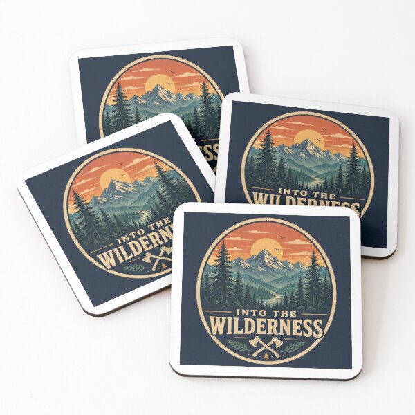 Item preview, Into the Wilderness Retro Outdoor Badge designed and sold by InkWanderStudio.