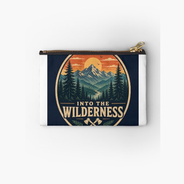 Item preview, Into the Wilderness Retro Outdoor Badge designed and sold by InkWanderStudio.