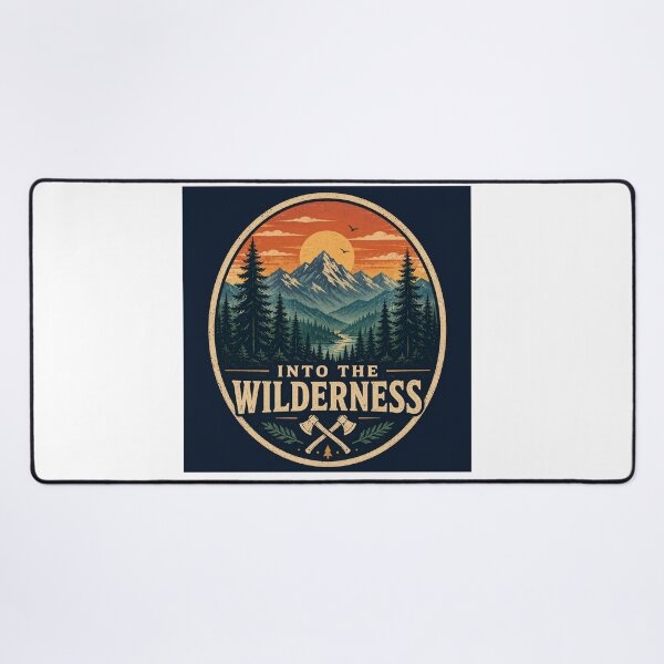 Item preview, Into the Wilderness Retro Outdoor Badge designed and sold by InkWanderStudio.