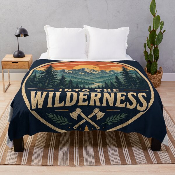 Item preview, Into the Wilderness Retro Outdoor Badge designed and sold by InkWanderStudio.