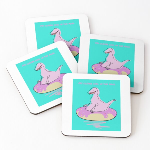 Item preview, Kawaii Pink Rex Dinosaur on Donut Float Cute Pool Party Art designed and sold by JOCSTOCK.