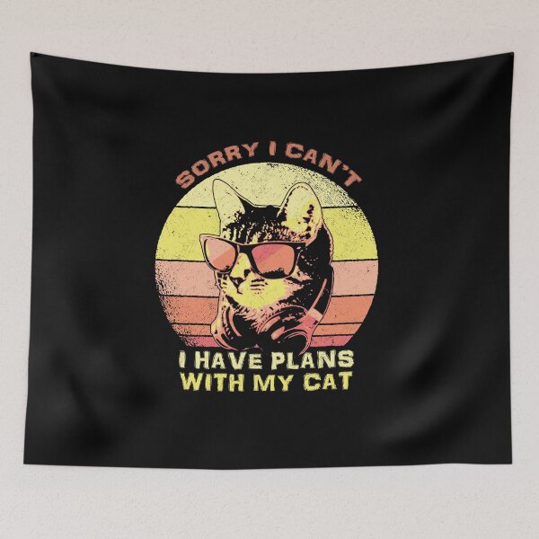 Item preview, Sorry I Can't I Have Plans With My Cat Retro Sunset designed and sold by marke770.