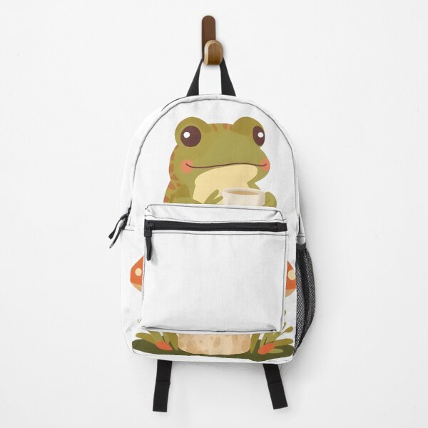 Item preview, Cottagecore Frog with Tea — Cute Mushroom Frog Sticker designed and sold by tommysworks.