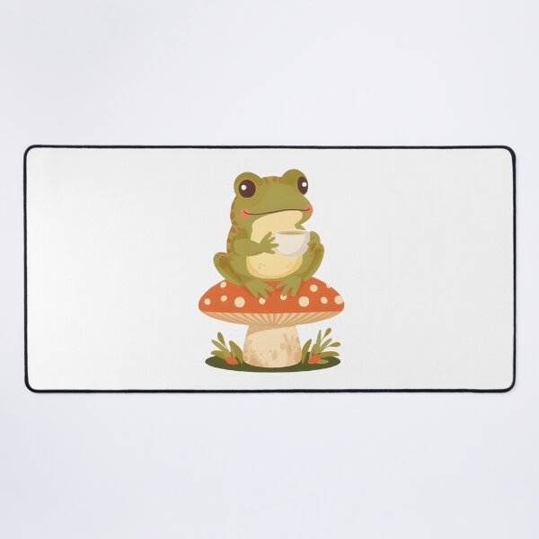 Item preview, Cottagecore Frog with Tea — Cute Mushroom Frog Sticker designed and sold by tommysworks.
