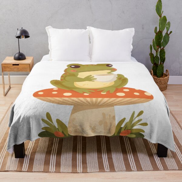 Item preview, Cottagecore Frog with Tea — Cute Mushroom Frog Sticker designed and sold by tommysworks.