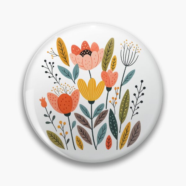 Item preview, Scandinavian Folk Art Floral Pattern - Cute Botanical Flower Illustration designed and sold by myforestfog.