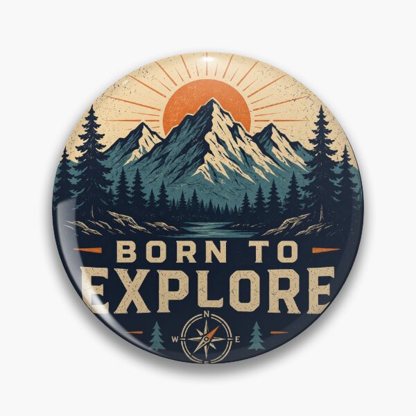 Item preview, Born to Explore Vintage Outdoor Adventure Badge designed and sold by InkWanderStudio.