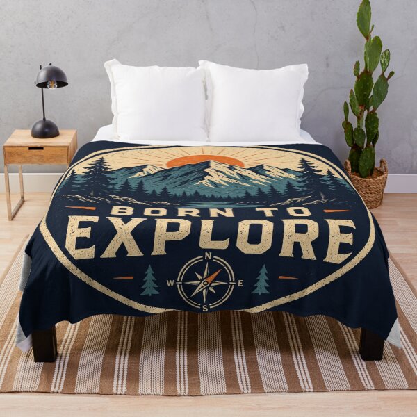 Item preview, Born to Explore Vintage Outdoor Adventure Badge designed and sold by InkWanderStudio.
