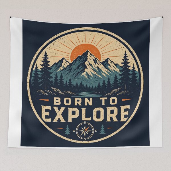 Item preview, Born to Explore Vintage Outdoor Adventure Badge designed and sold by InkWanderStudio.