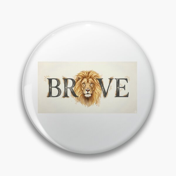 Item preview, BRAVE Lion Typography Watercolor Wildlife Courage Wall Art designed and sold by Presshue.