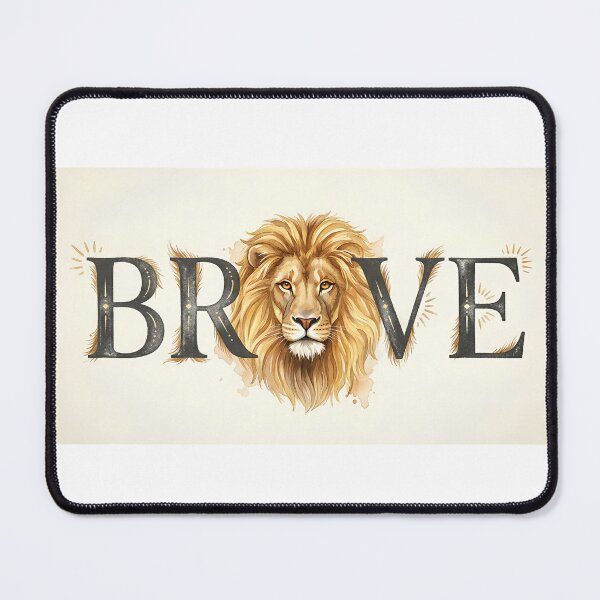 Item preview, BRAVE Lion Typography Watercolor Wildlife Courage Wall Art designed and sold by Presshue.