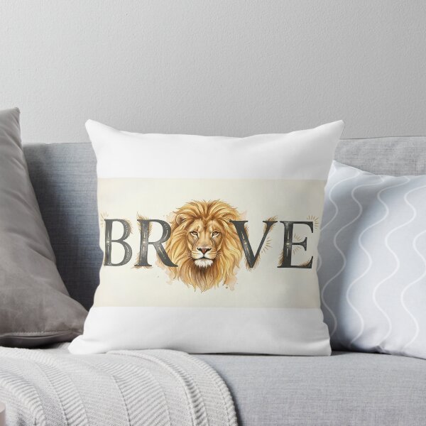 Item preview, BRAVE Lion Typography Watercolor Wildlife Courage Wall Art designed and sold by Presshue.