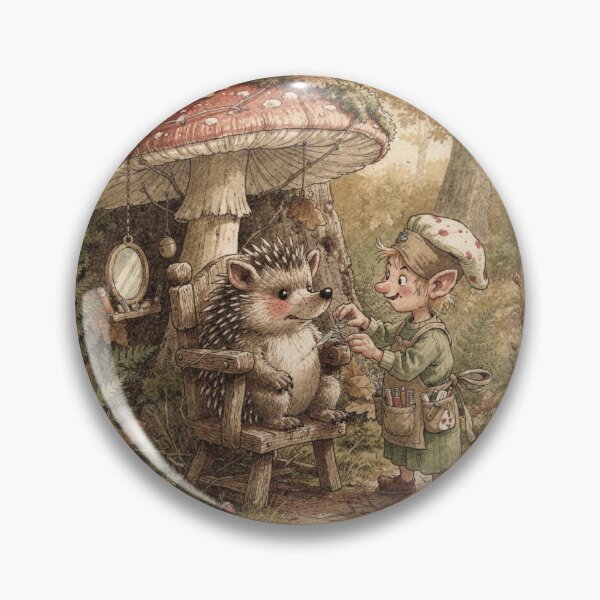Artikelvorschau, Fliegenpilz-Friseur stutzt einen Igel entworfen und verkauft von PictorialWhimsy.