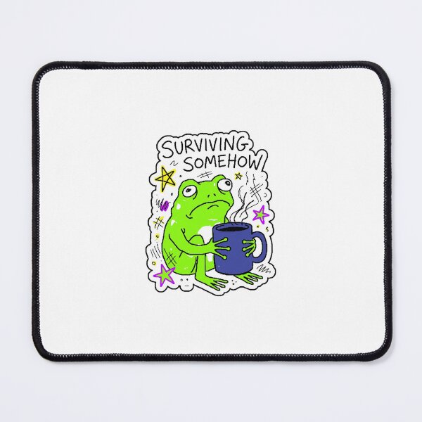 Item preview, Surviving Somehow Funny Frog Coffee Sticker designed and sold by UrbanVoid Studio.
