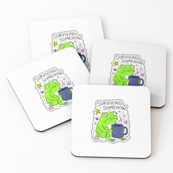 Item preview, Surviving Somehow Funny Frog Coffee Sticker designed and sold by UrbanVoid Studio.