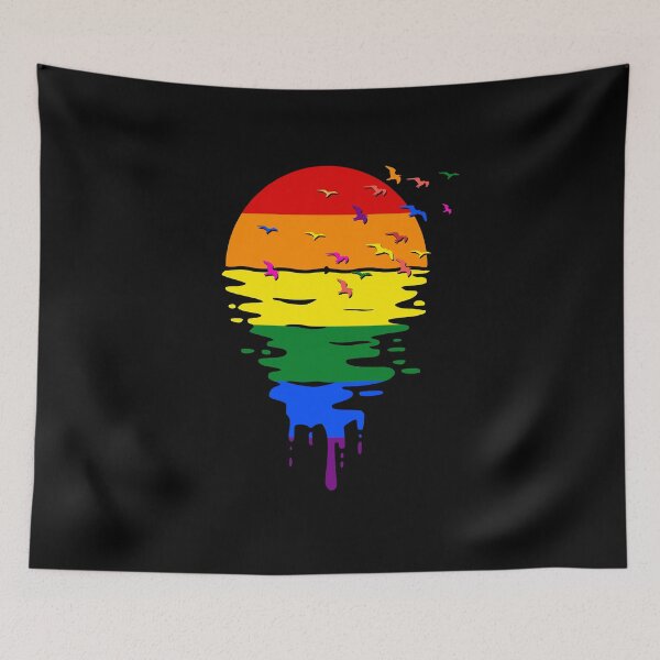 Item preview, Abstract Rainbow Sunset Birds LGBTQ+ Pride Design designed and sold by marke770.
