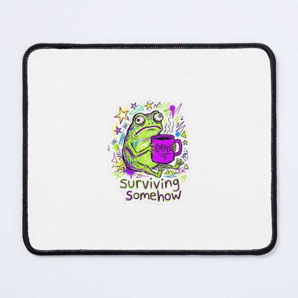 Item preview, Surviving Somehow Neon Frog Coffee Sticker designed and sold by UrbanVoid Studio.