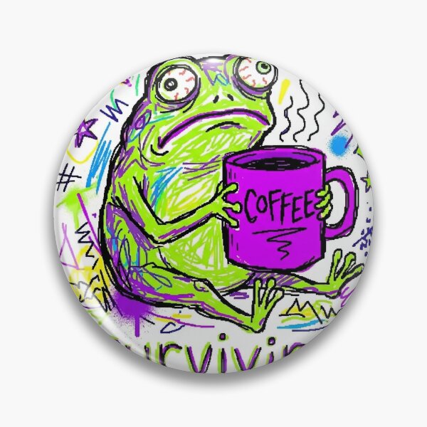 Item preview, Surviving Somehow Neon Frog Coffee Sticker designed and sold by UrbanVoid Studio.