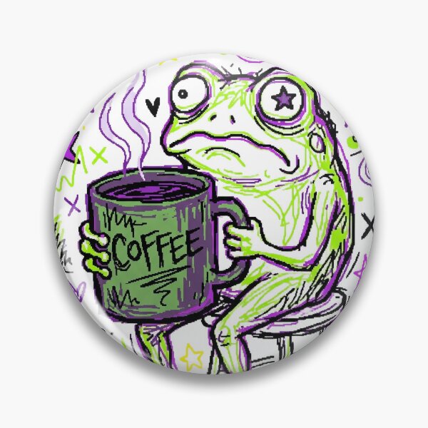 Item preview, Surviving Somehow Frog on Stool Coffee Sticker designed and sold by UrbanVoid Studio.