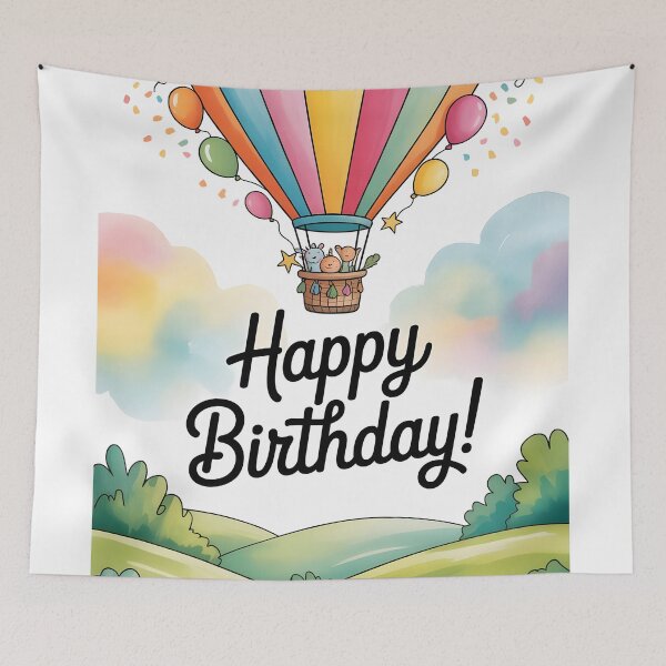 Item preview, Hot Air Balloon Happy Birthday designed and sold by Clockwork and Bloom.