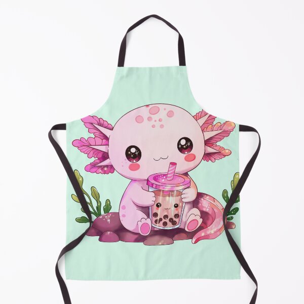 Item preview, Cute axolotl with bubble tea – kawaii pastel boba animal illustration designed and sold by StudioPeachPop.